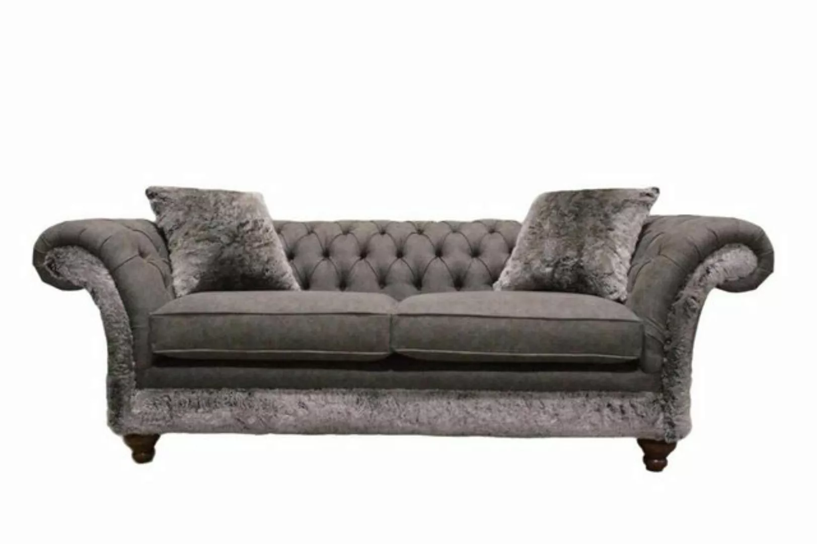 JVmoebel Sofa Grauer Chesterfield Sofa 3 Sitzer Polster Couch Klassischer S günstig online kaufen