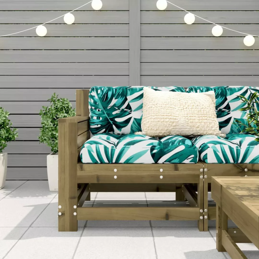 vidaXL Sofaelement Gartensofa mit Armlehne Kissen günstig online kaufen
