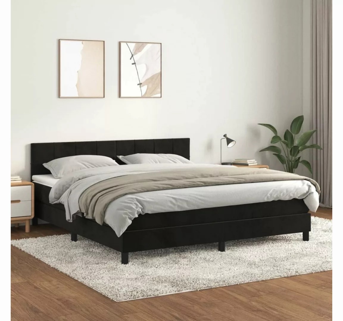 furnicato Bett Boxspringbett mit Matratze Schwarz 160x200 cm Samt günstig online kaufen