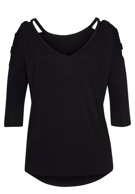 LASCANA 3/4-Arm-Shirt mit Cut-outs, raffiniertes Longsleeve, schulterfrei günstig online kaufen