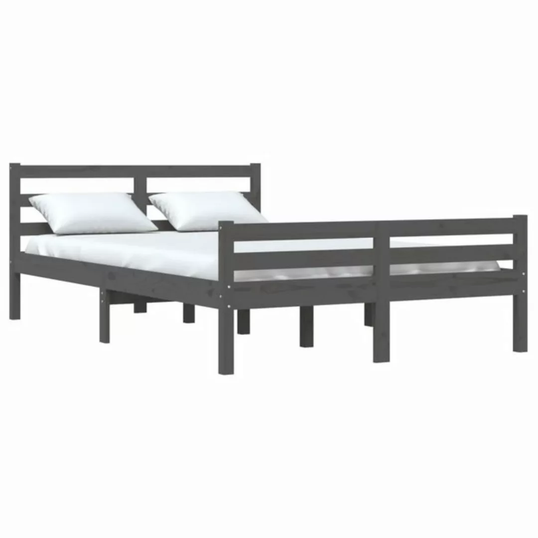 furnicato Bettgestell Massivholzbett Grau 135x190 cm (1-tlg) günstig online kaufen