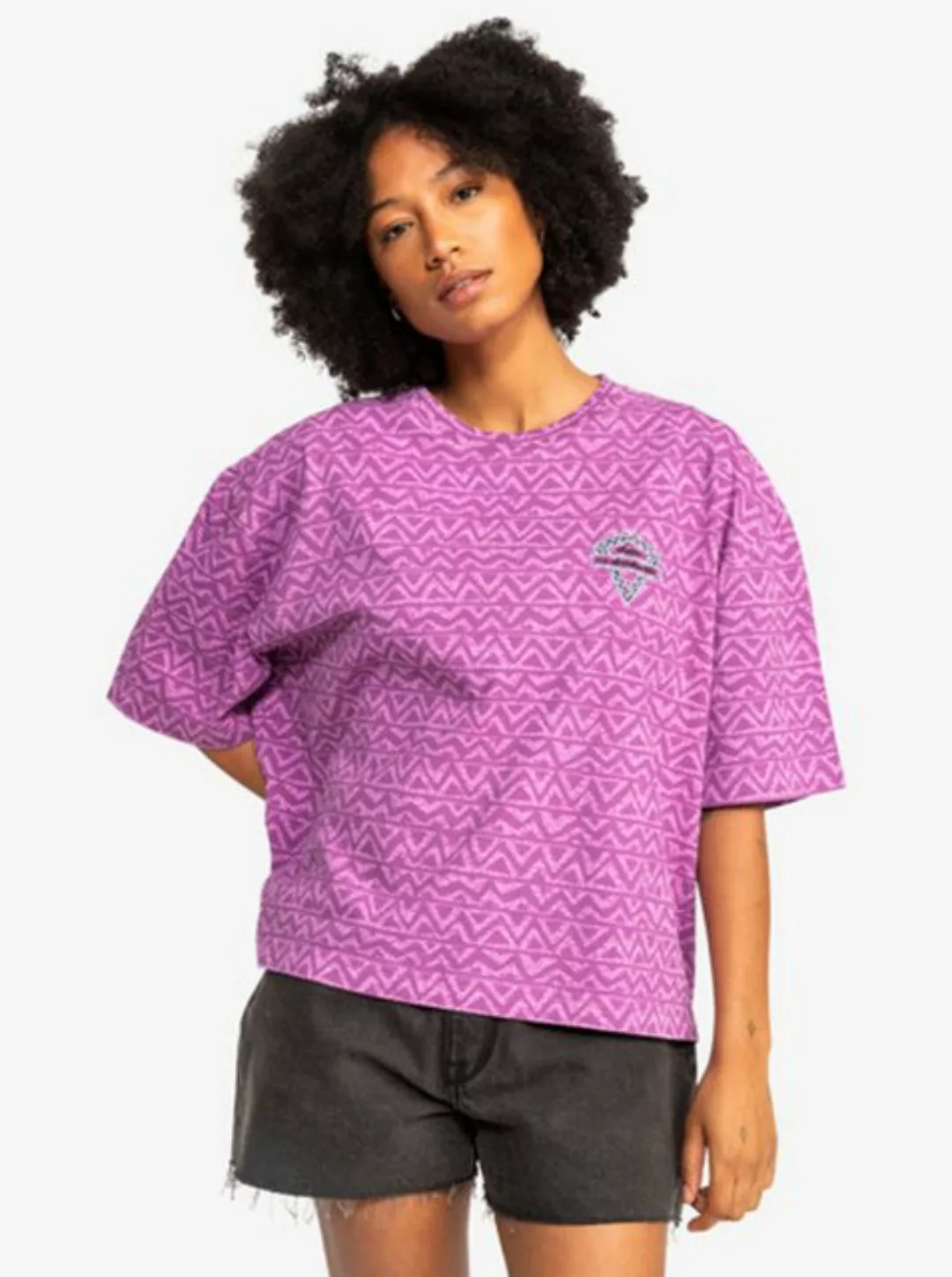 Quiksilver T-Shirt Quiksilver T-Shirt Boyfriend Crop Violet Heritage Geo M/ günstig online kaufen