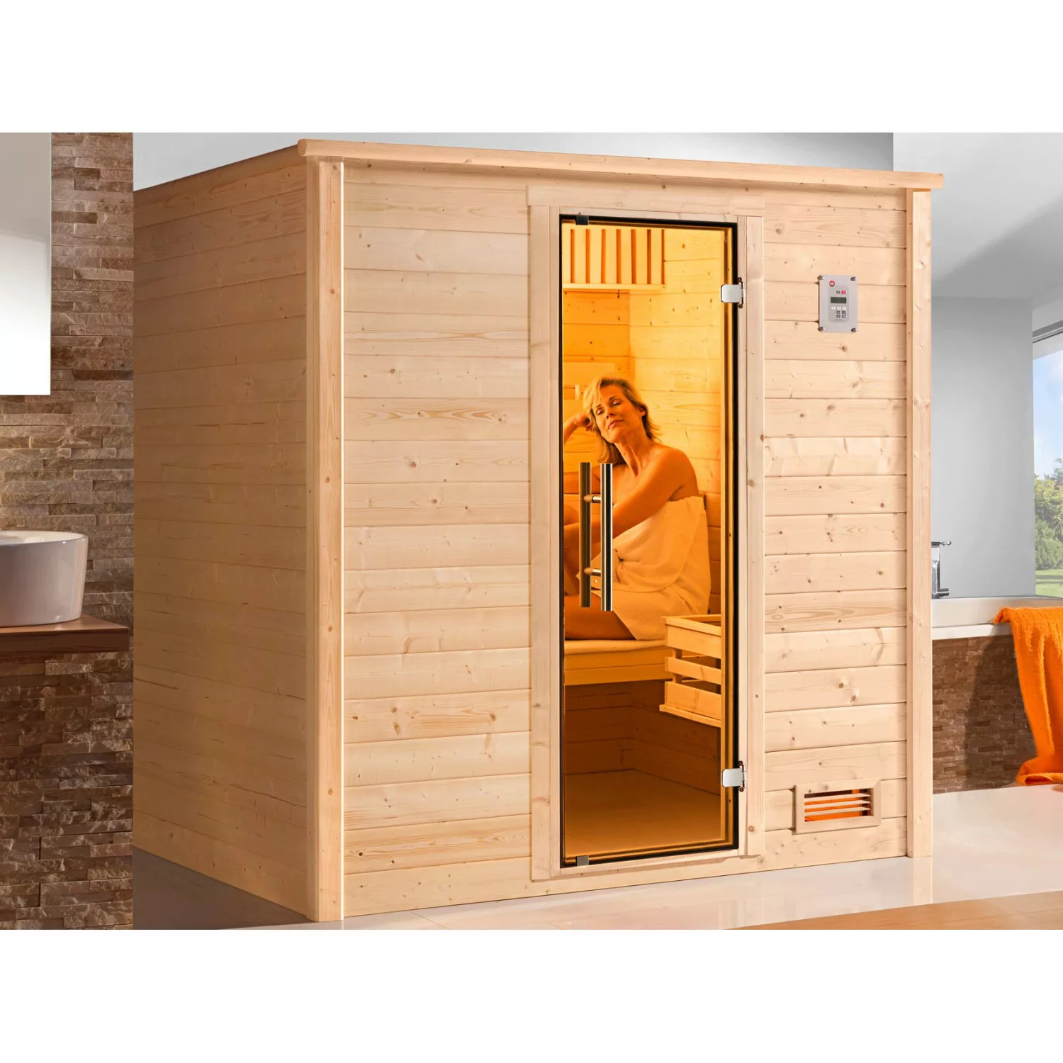 Weka Massivholz-Sauna 530 OS Set Gr. 1 mit Glastür günstig online kaufen