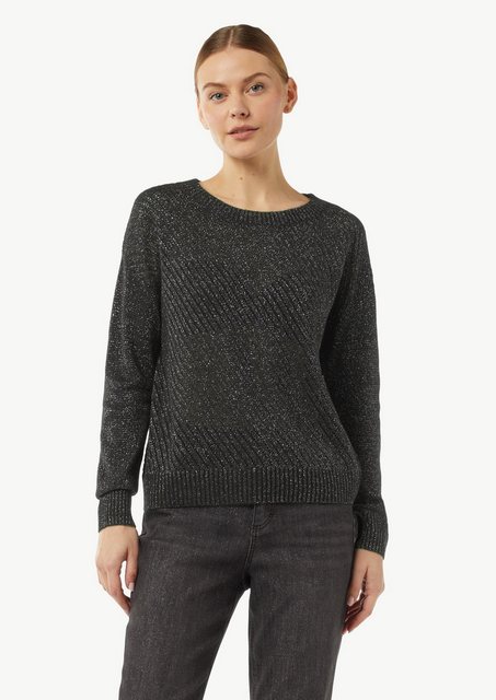 comma casual identity Langarmshirt Strickpullover mit Ajourmuster mit Glitz günstig online kaufen