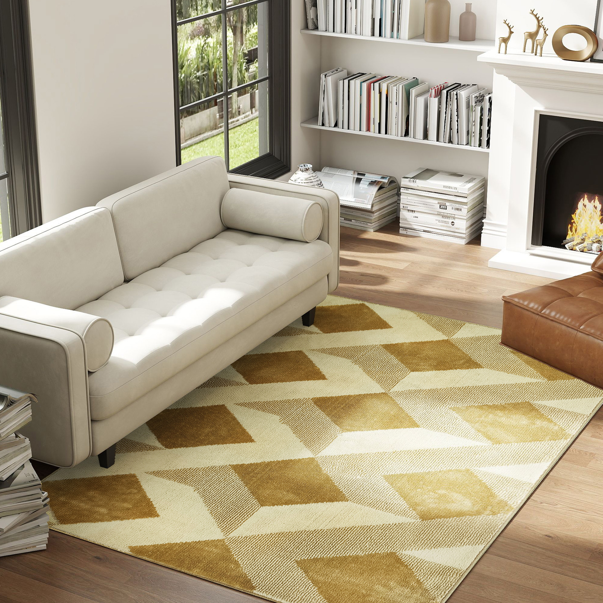 HOMCOM Teppich Wohnzimmer 170 x 120 cm Kurzflor Teppich, maschinenwaschbar, günstig online kaufen