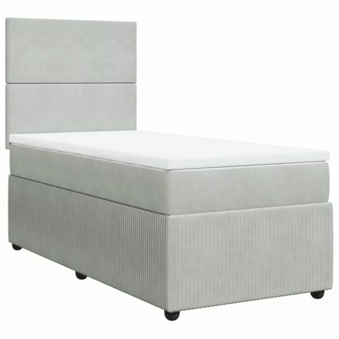 vidaXL Bett Boxspringbett mit Matratze Hellgrau 80x200 cm Samt günstig online kaufen