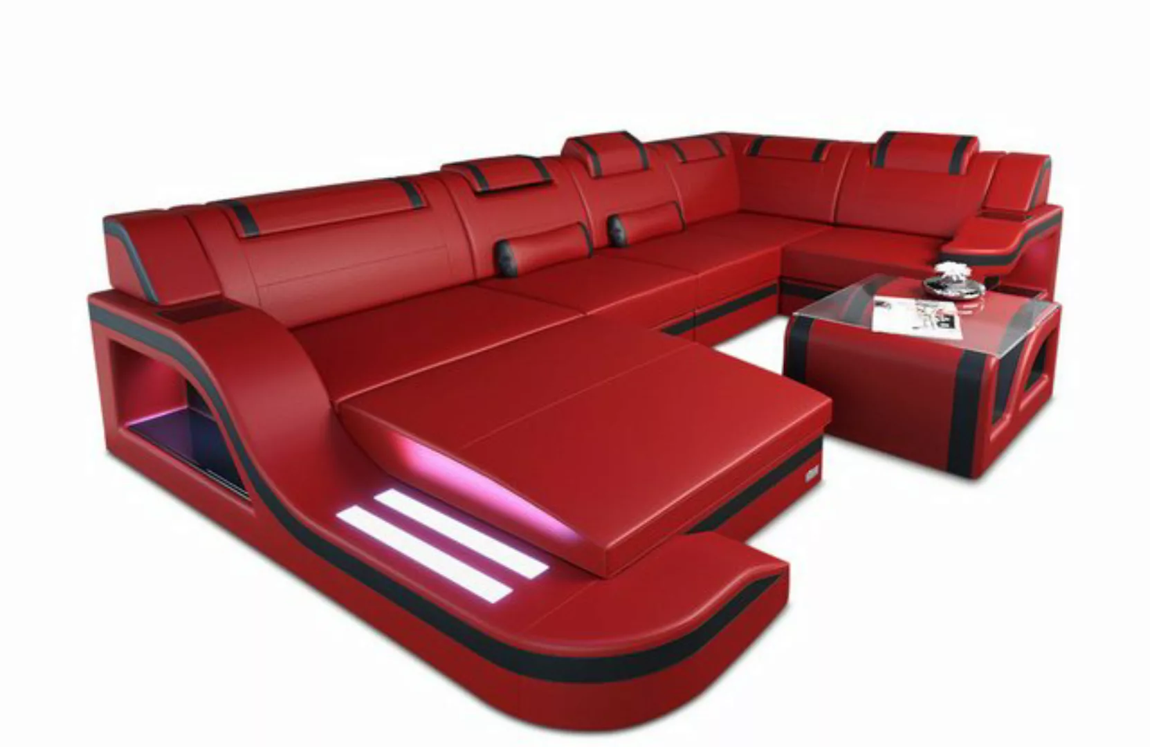 Sofa Dreams Wohnlandschaft Sofa Ledercouch Leder Palermo U Form Ledersofa, günstig online kaufen