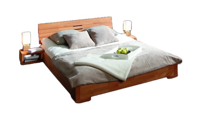 Natur24 Einzelbett Bett Bento 10 Kernbuche massiv 160x200 mit Holzkopfteil günstig online kaufen