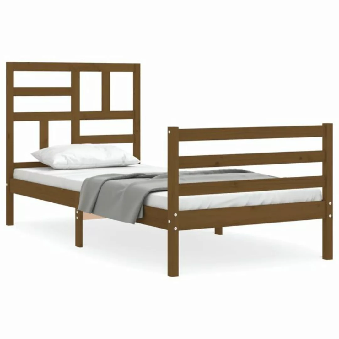 vidaXL Bett Massivholzbett mit Kopfteil Honigbraun 90x200 cm günstig online kaufen