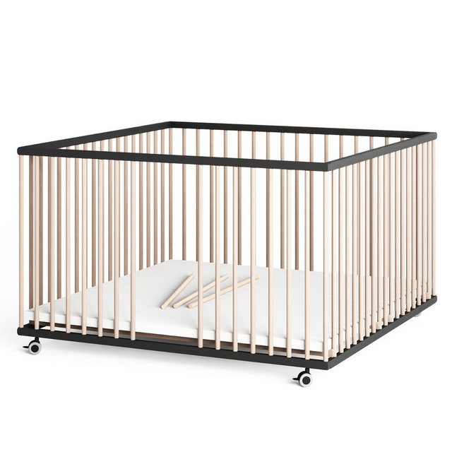 Sämann Babybett Laufgitter XXL 120x120 cm Cloud Air Schlupfsprossen schwarz günstig online kaufen