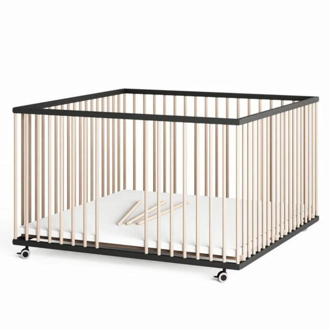 Sämann Babybett Laufgitter XXL 120x120 cm Cloud Air Schlupfsprossen schwarz günstig online kaufen