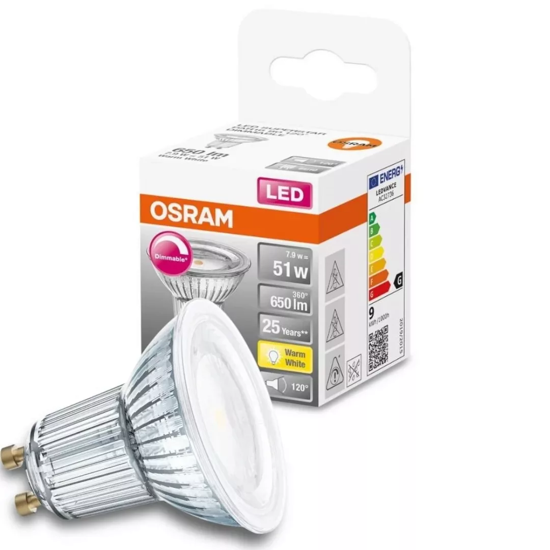 Osram LED Lampe ersetzt 51W Gu10 Reflektor - Par16 in Transparent 7,9W 650l günstig online kaufen