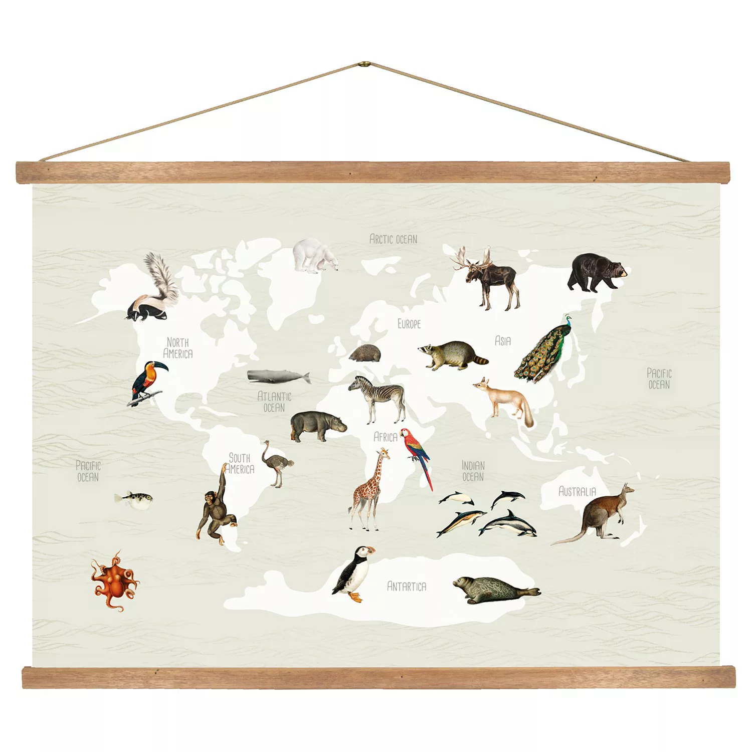 home24 Poster World Map Animals günstig online kaufen