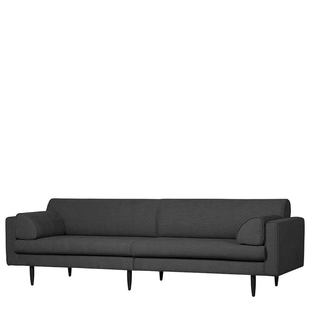 Skandi Design Dreier Sofa in Dunkelgrau Fußgestell aus Metall günstig online kaufen
