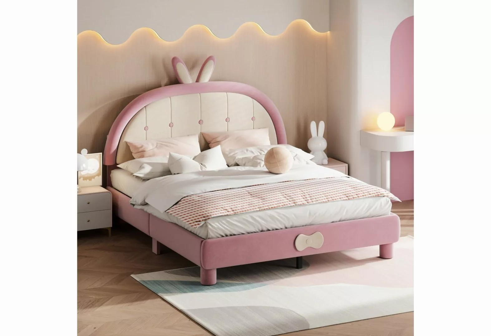Gotagee Kinderbett Polsterbett 140x200cm Doppelbett Bettgestell Mädchenbett günstig online kaufen