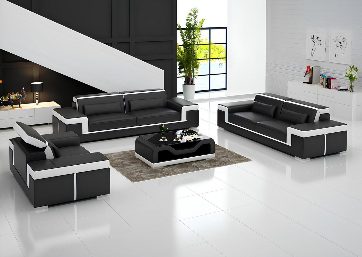 Xlmoebel Sofa Neu Luxus Modernes Design-Sofa Set mit 3 Sitzplätzen und Couc günstig online kaufen