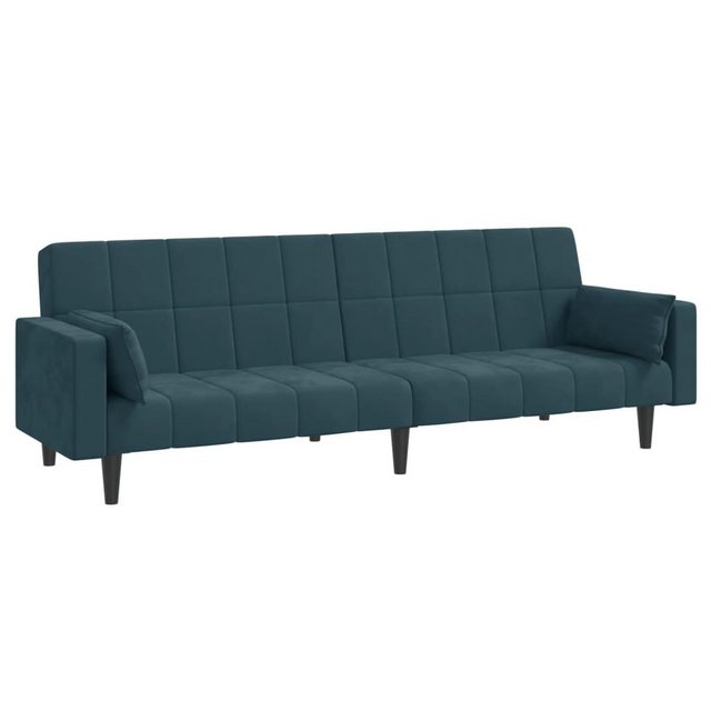 vidaXL Schlafsofa, Sofa 2-Sitzer mit 2 Kissen Blau Samt günstig online kaufen