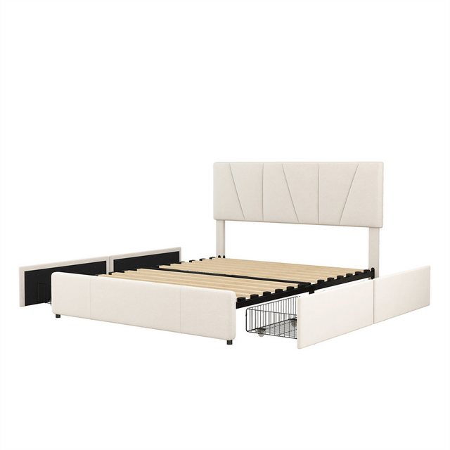 XDeer Funktionsbett Double Size Polster Plattform Bett mit vier Schubladen günstig online kaufen