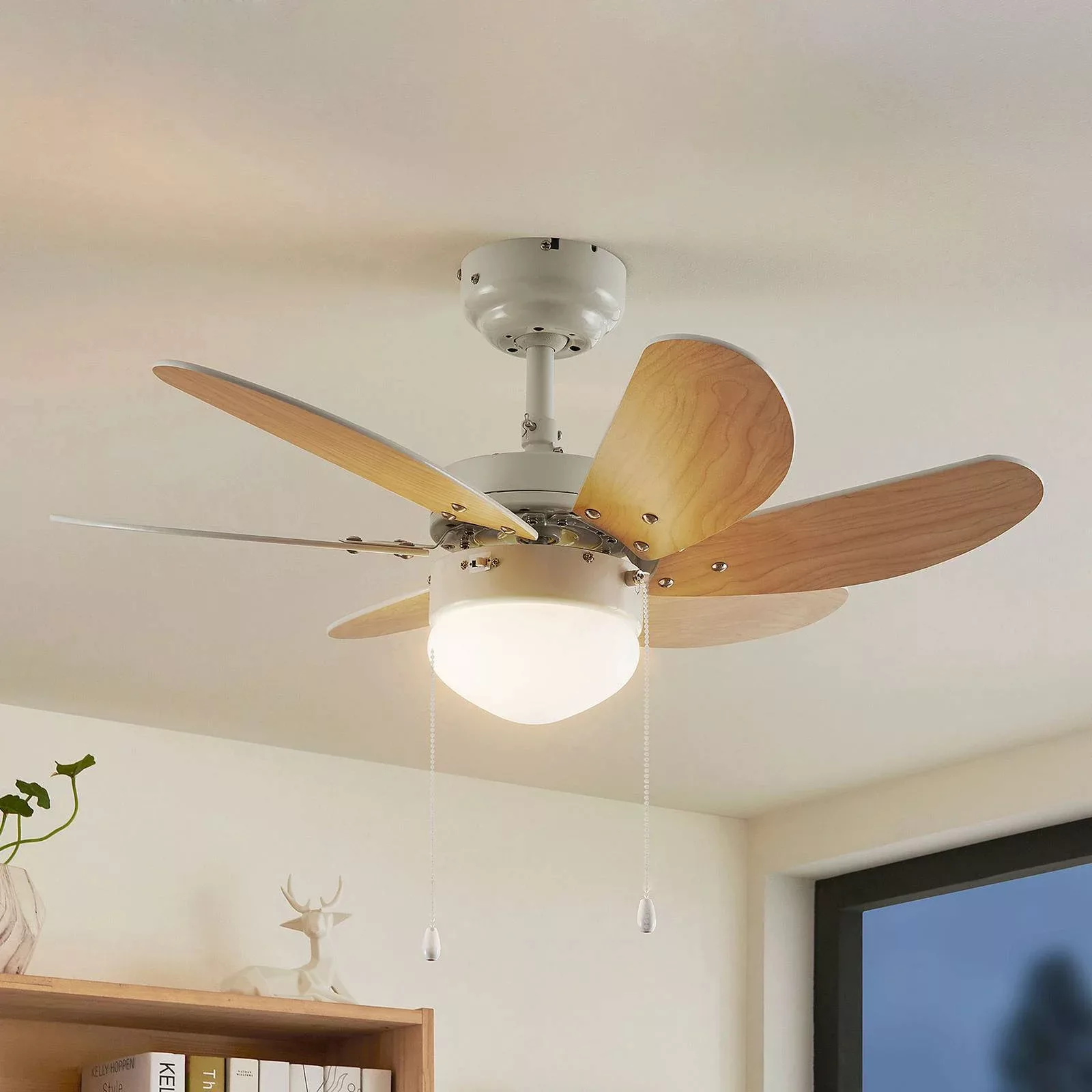 Lindby Deckenventilator mit Licht Minja, weiß, leise, Ø 80cm günstig online kaufen