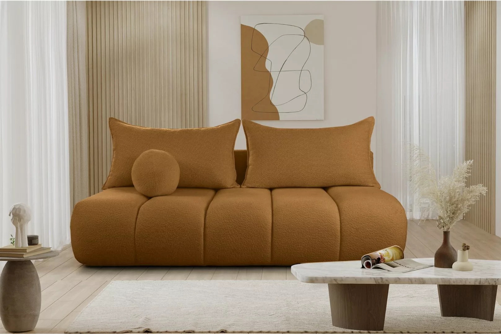Fun Möbel Schlafsofa Designersofa Sofa 3-Sitzer ANZIA in Stoff Ascot Bukla, günstig online kaufen