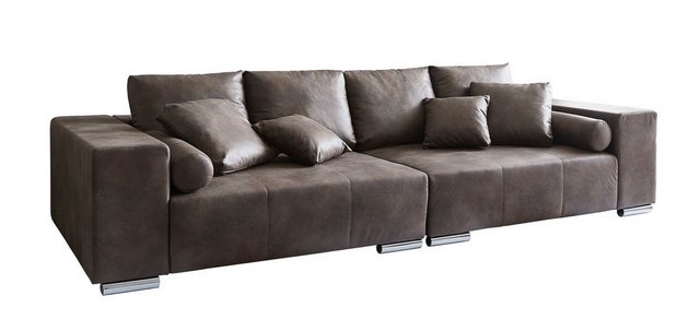 DELIFE Big-Sofa Marbeya, Dunkelbraun 285x115 cm mit 10 Kissen Big-Sofa günstig online kaufen