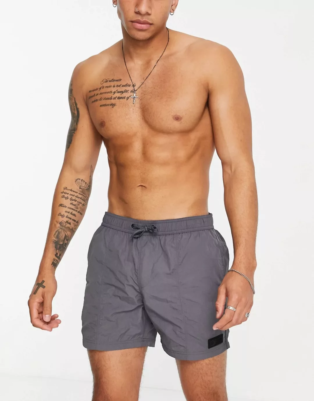 River Island – Badeshorts in Grau günstig online kaufen