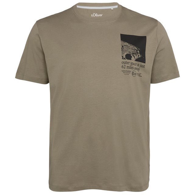 s.Oliver Rundhalsshirt Große Größe Herren T-Shirt taupe Brustprint s.Oliver günstig online kaufen