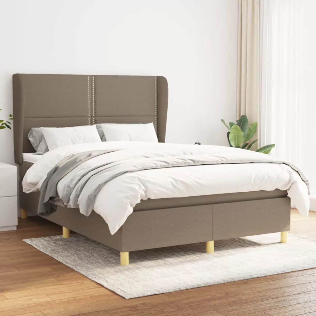 vidaXL Boxspringbett Boxspringbett mit Matratze Taupe 140x200 cm Stoff Bett günstig online kaufen