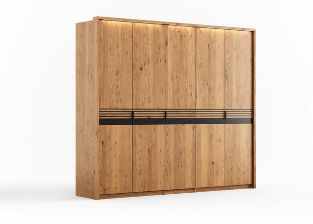 Natur24 Kleiderschrank Regusa Schrank 5D Modul 2 Eichenholz Natur Schwarz 2 günstig online kaufen