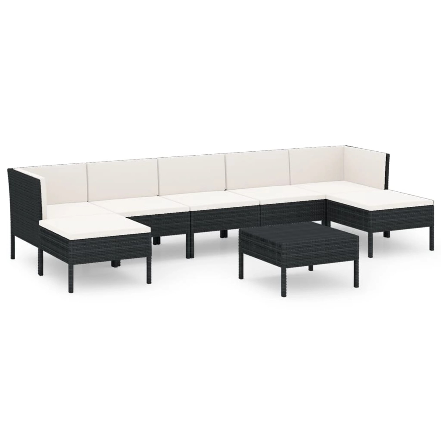 8-tlg. Garten-lounge-set Mit Auflagen Poly Rattan Schwarz günstig online kaufen