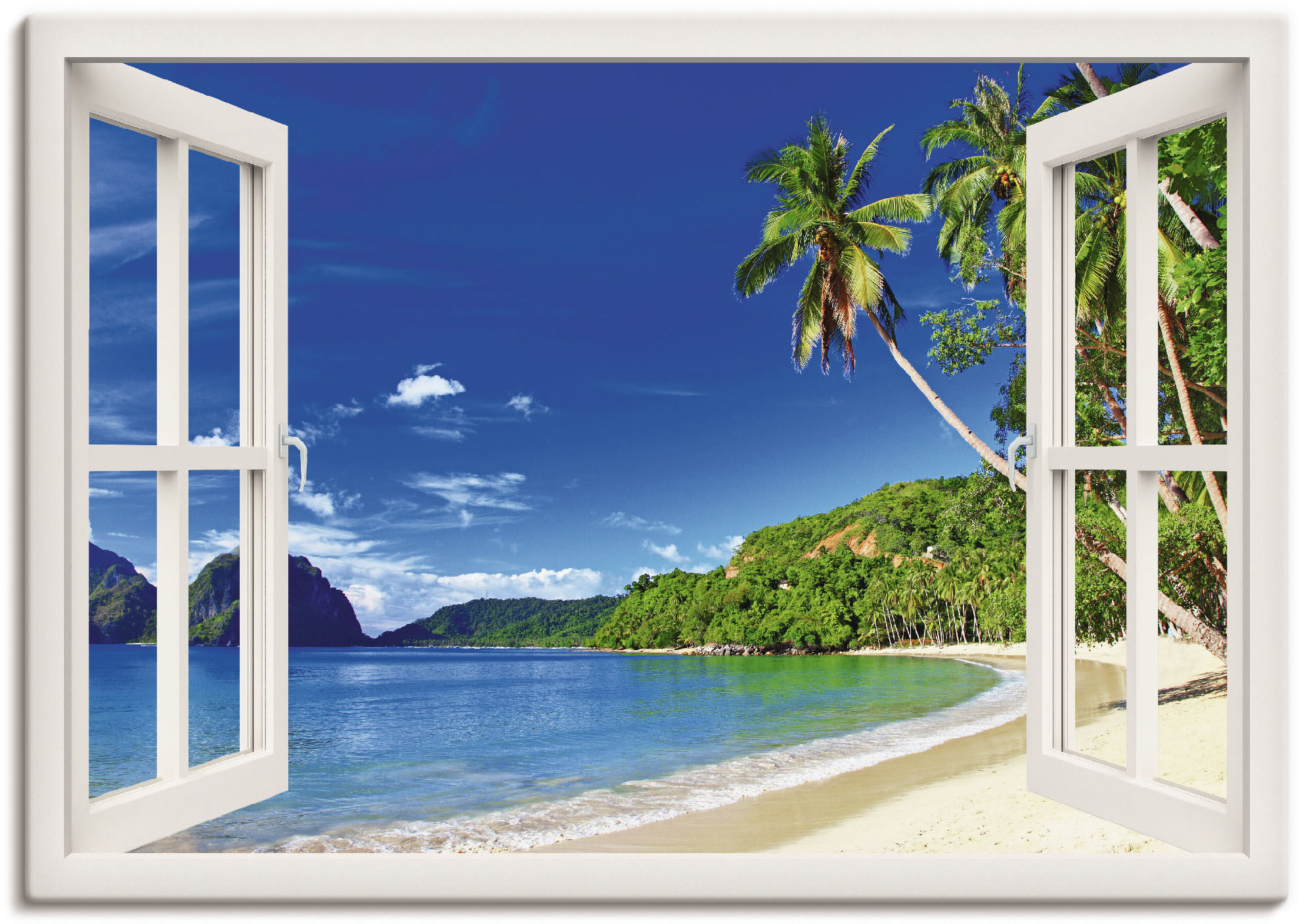 Artland Wandbild "Fensterblick Paradies", Fensterblick, (1 St.), als Alubil günstig online kaufen