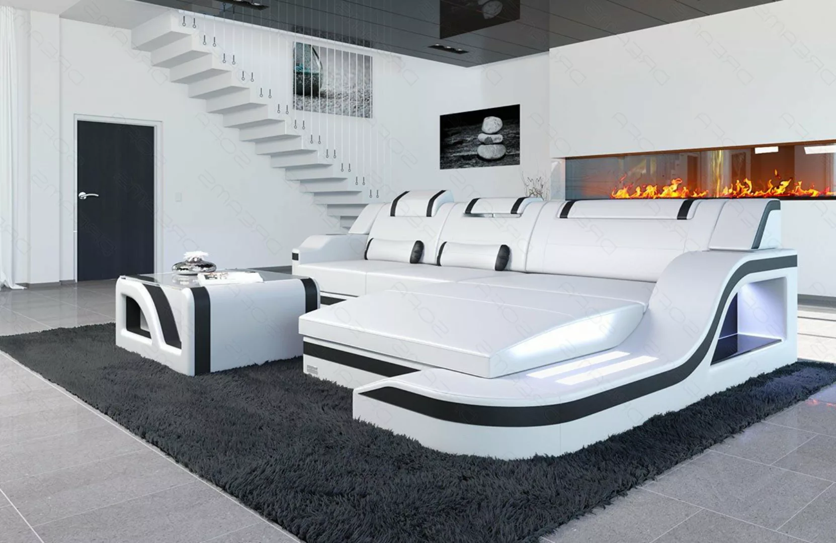 Sofa Dreams Ecksofa Ledersofa Palermo L Form Mini, Designersofa Couch, mit günstig online kaufen