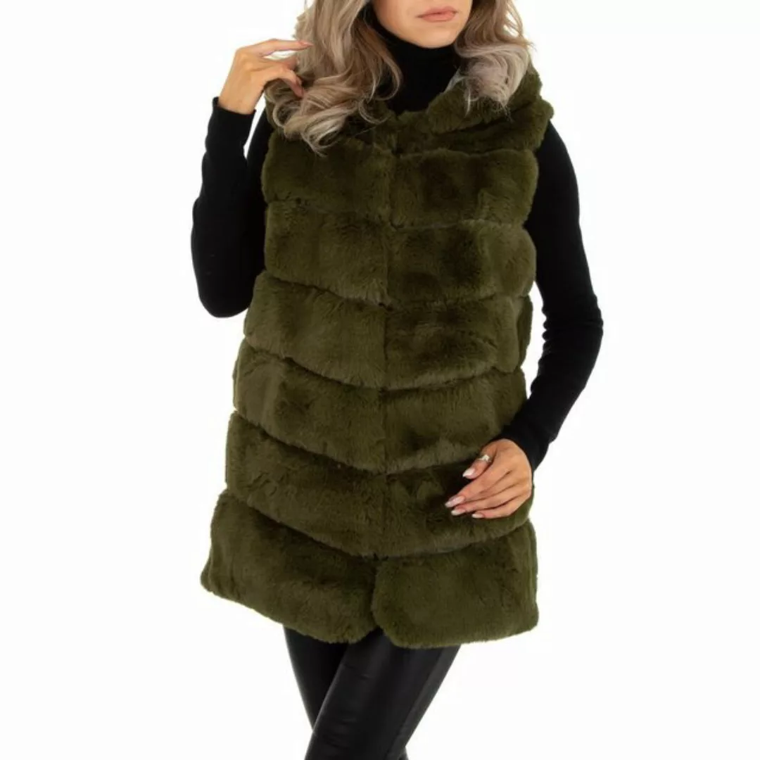 Ital-Design Winterjacke Damen Freizeit Kapuze Gefüttert Winterjacke in Khak günstig online kaufen