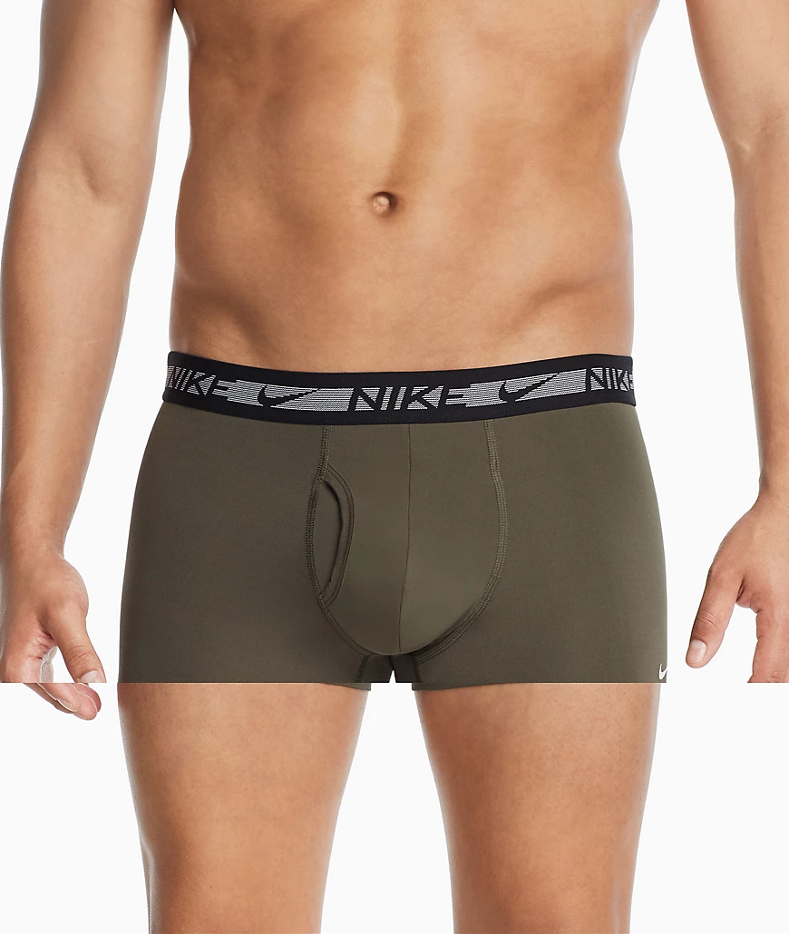 Nike – Flex – 3er-Pack Unterhosen aus Mikrofaser in Schwarz/Khaki/Marinebla günstig online kaufen