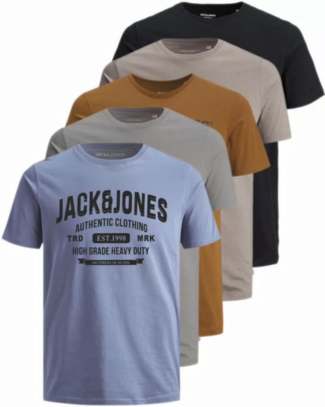 Jack & Jones Print-Shirt Bedrucktes T-Shirt aus Baumwolle (5er-Pack) bequem günstig online kaufen