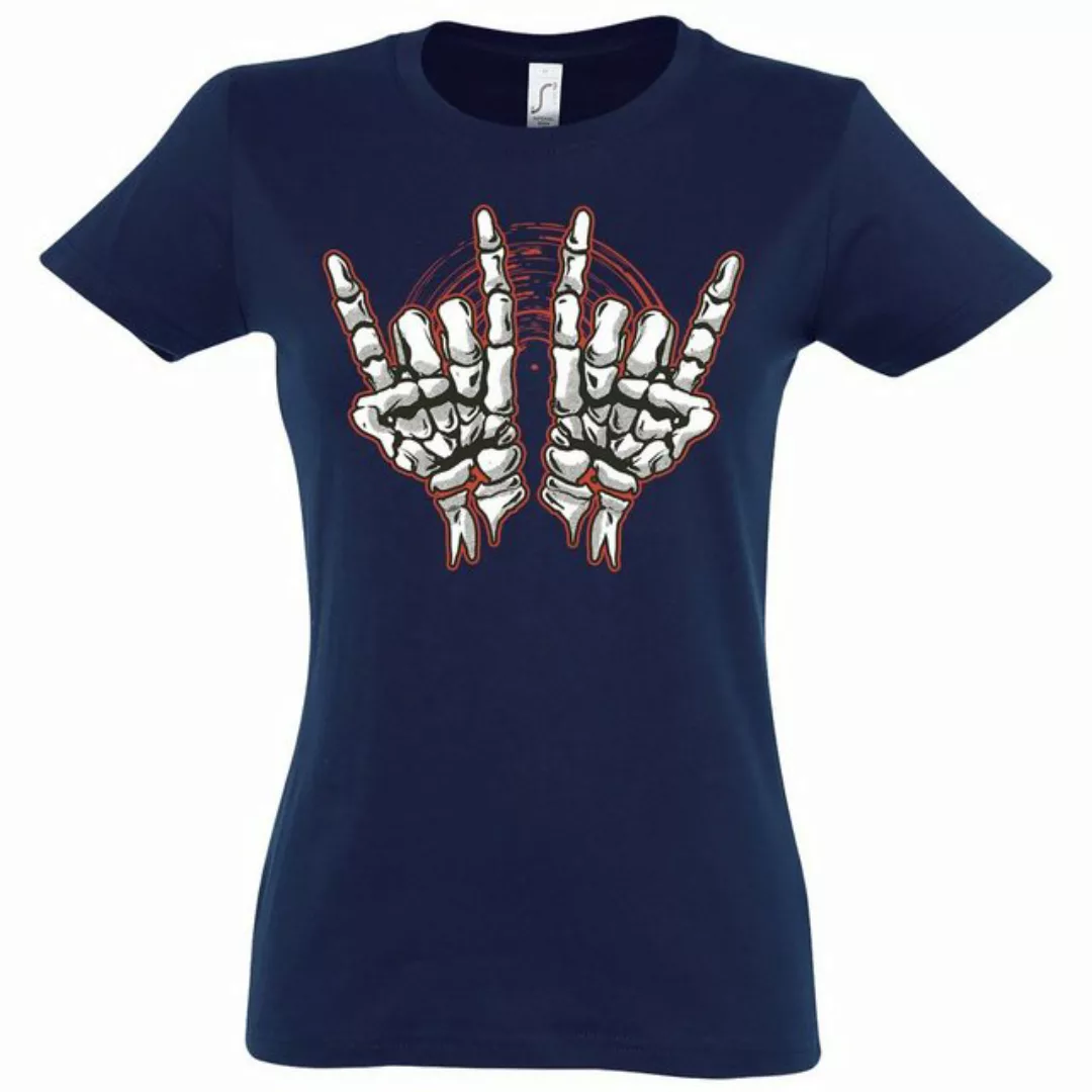 Youth Designz T-Shirt Skelett Hand Rock'n'Roll Damen Shirt Horror im Fun-Lo günstig online kaufen