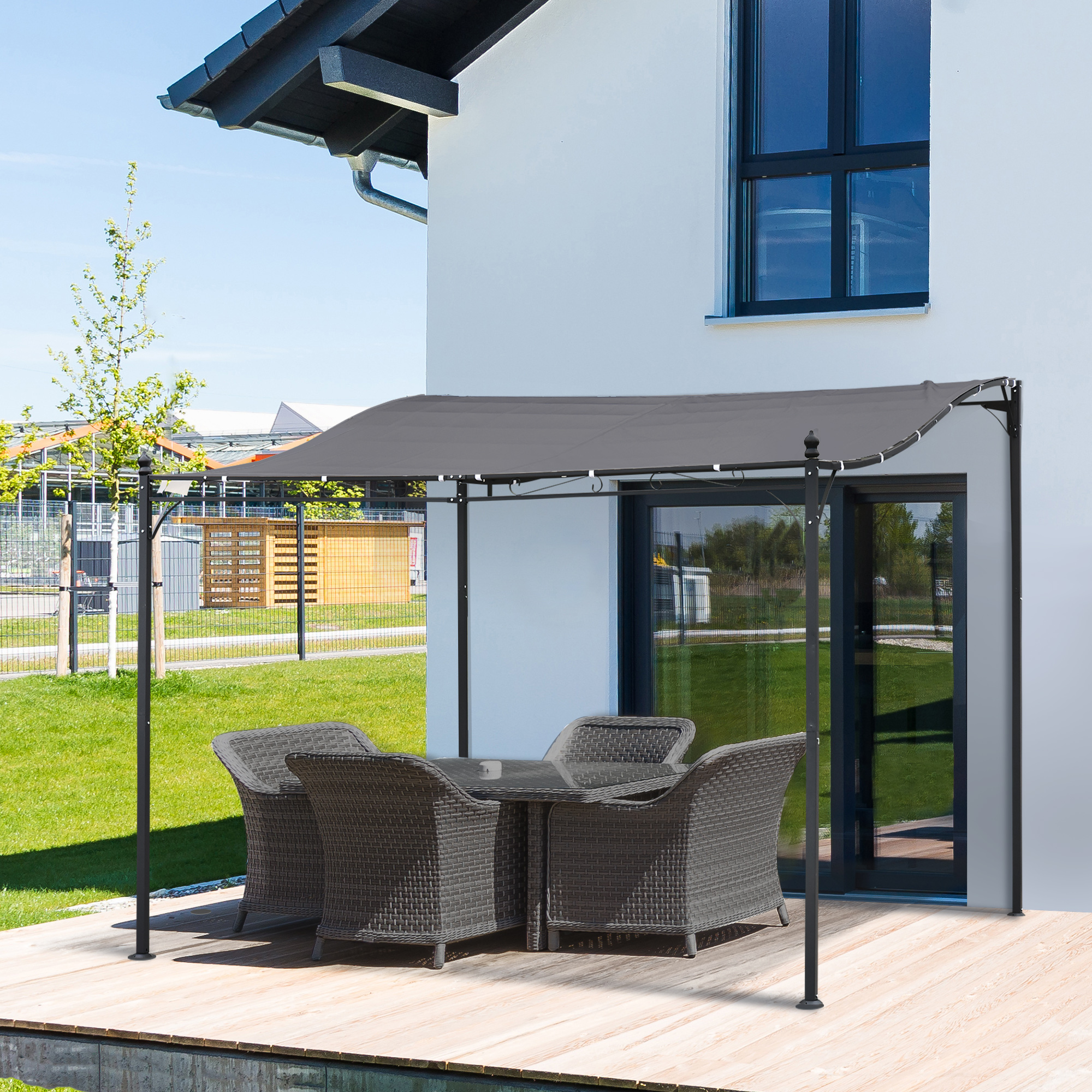 Outsunny Pergola Gartenpavillon Überdachung Zelt Metall grau 297x297cm für günstig online kaufen