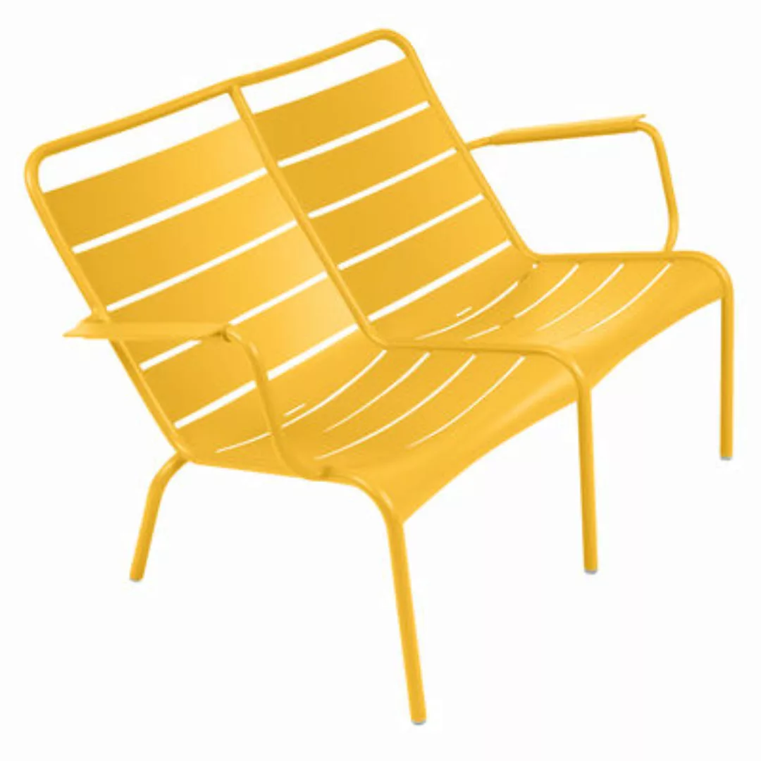 Bank mit Rückenlehne Luxembourg Duo metall gelb / 2-Sitzer - L 119 cm - Fer günstig online kaufen