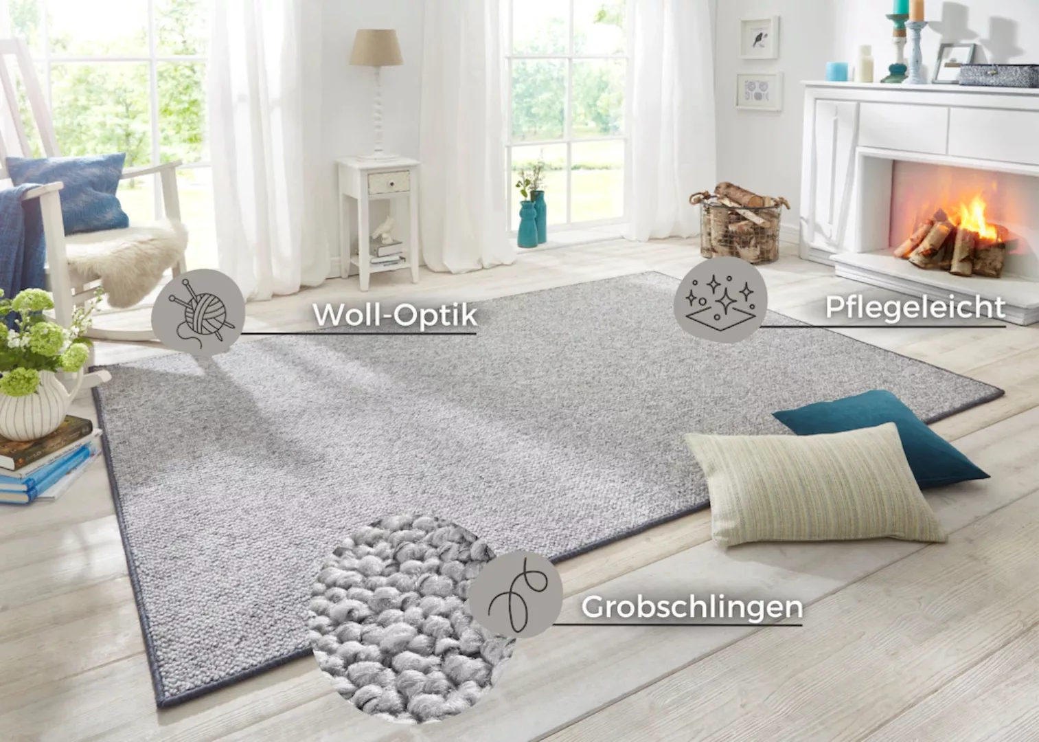 HANSE Home Teppich »Wolly 2«, rechteckig, 12 mm Höhe, Flachgewebe, Läufer, günstig online kaufen