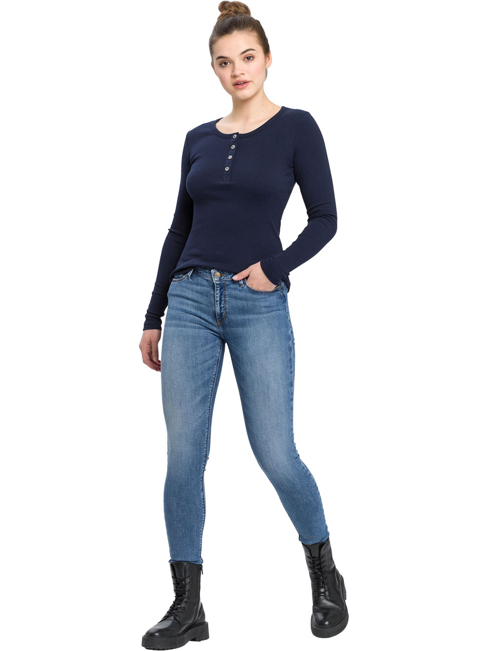 Cross Jeans Damen Jeans Alan - Skinny Fit - Blau - Sky Blue Used günstig online kaufen