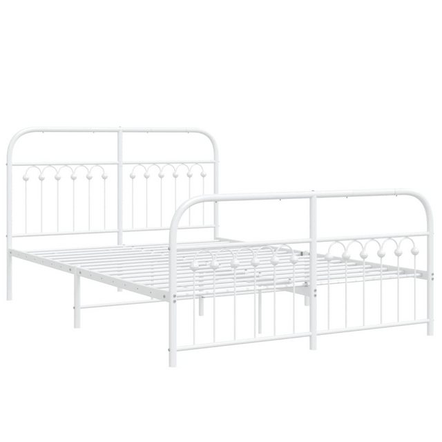 vidaXL Bett Bettgestell mit Kopf- und Fußteil Metall Weiß 137x190 cm günstig online kaufen