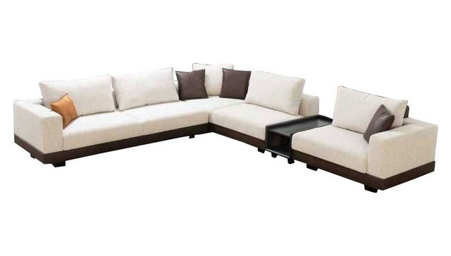 JVmoebel Ecksofa Luxus Beiges Ecksofa L-Form Couch Holzgestell Textil Wohnz günstig online kaufen