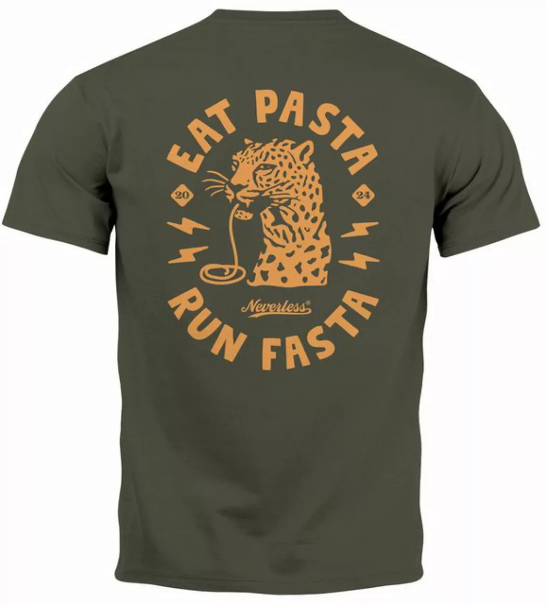 Neverless Print-Shirt Herren T-Shirt Backprint Aufdruck Schrift Eat Pasta B günstig online kaufen