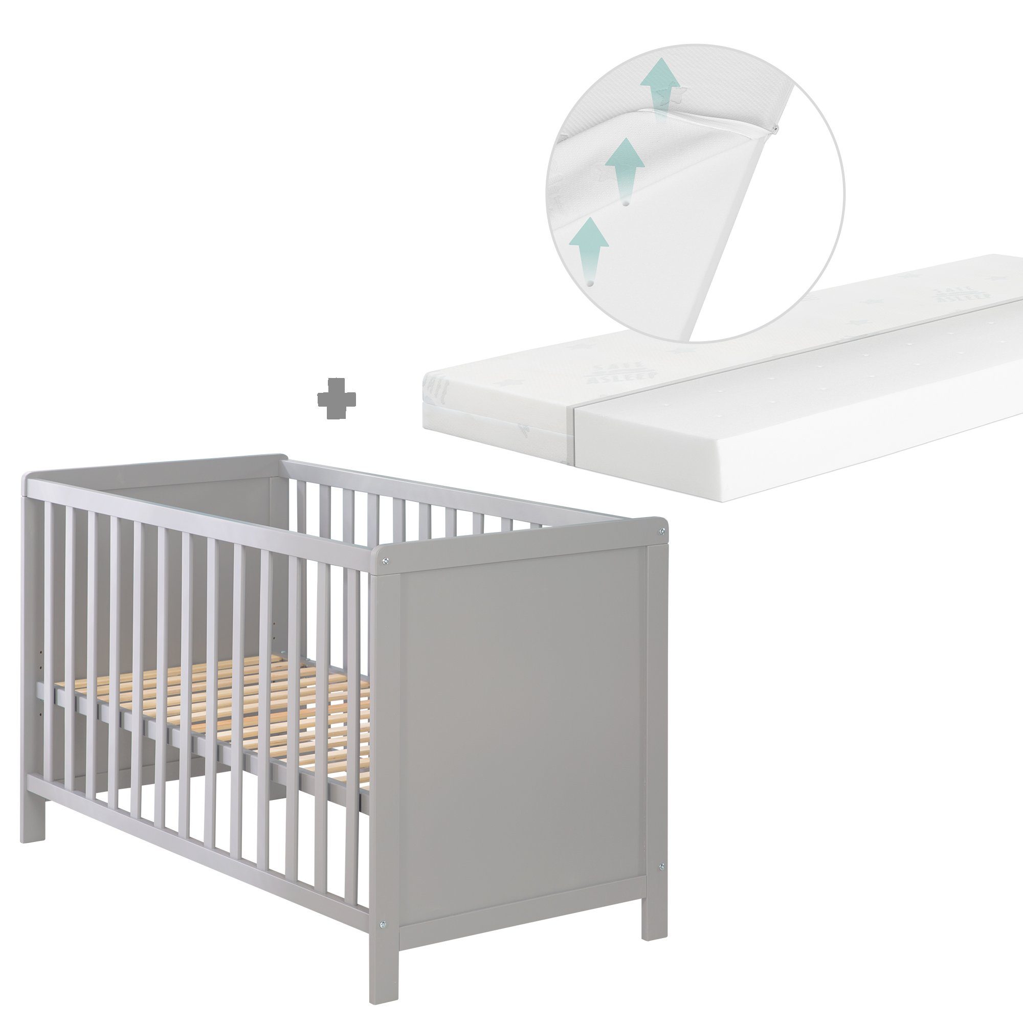 roba® Beistellbett taupe oder weiß, Gitterbett günstig online kaufen