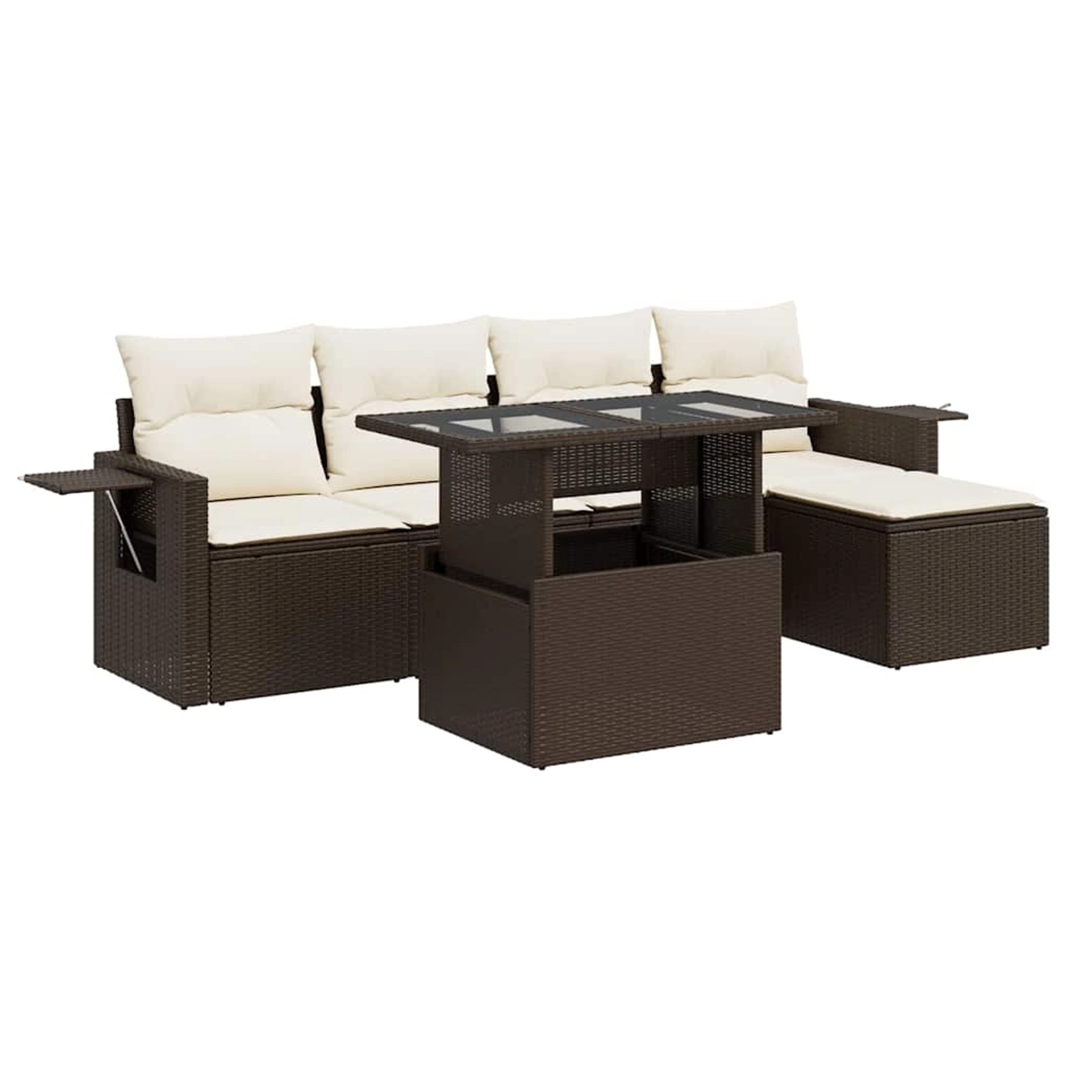 vidaXL 6-Tlg Garten-Sofagarnitur mit Kissen Braun Poly Rattan 3326464 günstig online kaufen