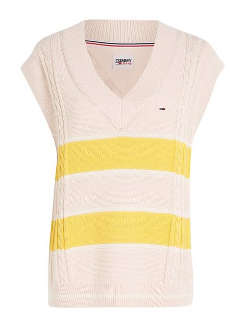 Tommy Jeans Strickpullover TJW STRIPE V-NECK VEST mit Tommy Jeans Logostick günstig online kaufen