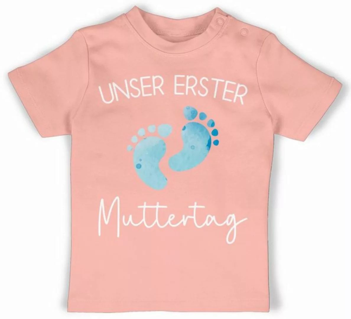 Shirtracer T-Shirt Unser erster Muttertag Aquarell Füße blau Muttertagsgesc günstig online kaufen