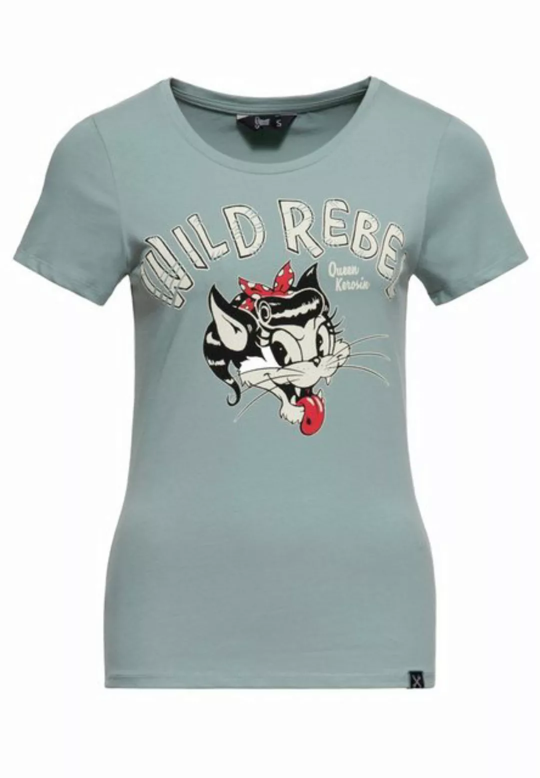 QueenKerosin Kurzarmshirt Wild Rebel mit Cartoon Print günstig online kaufen