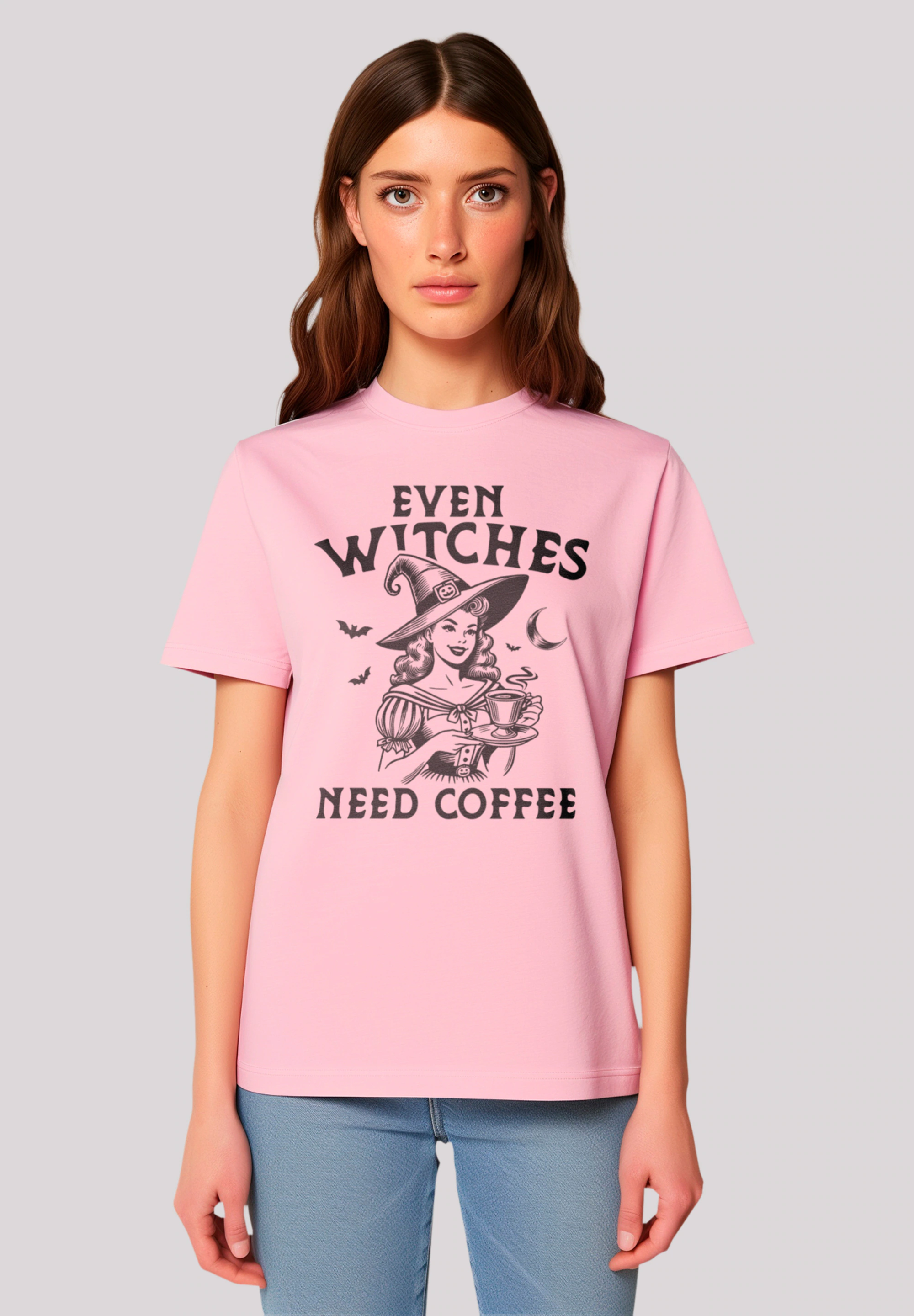 F4NT4STIC T-Shirt "Halloween Witch even witches need coffee", Premium Quali günstig online kaufen