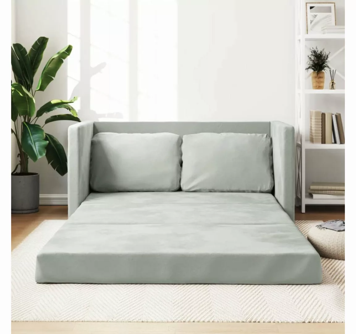 vidaXL Sofa Bodensofa mit Schlaffunktion Dunkelgrau 122x204x55 cm Samt günstig online kaufen